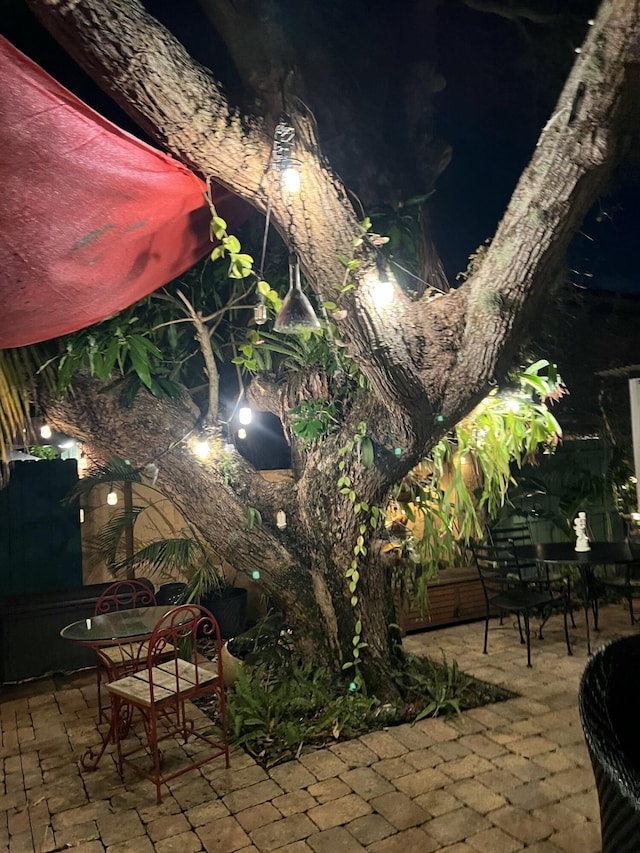 view of patio at twilight