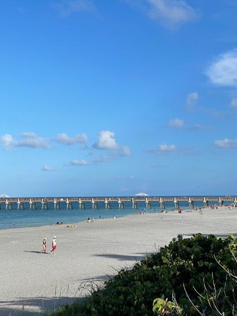 view of water feature with a beach view