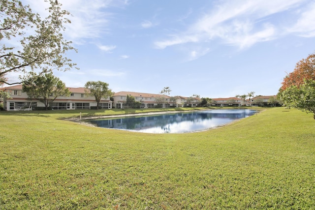 exterior space featuring a water view