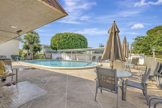 view of pool featuring a patio