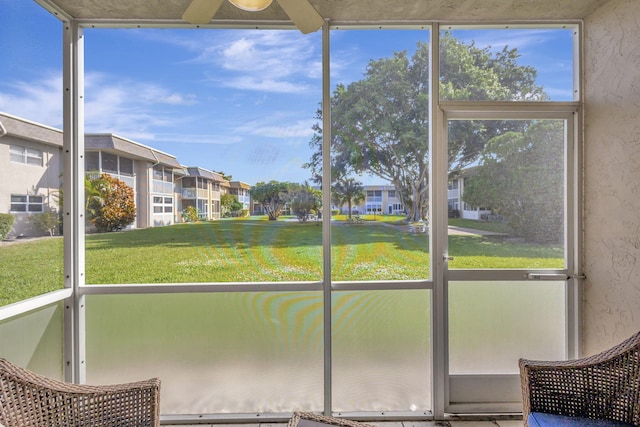 view of unfurnished sunroom