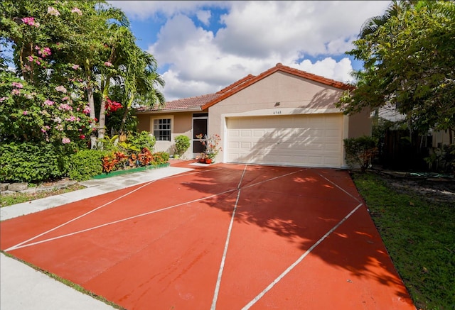 exterior space with a garage