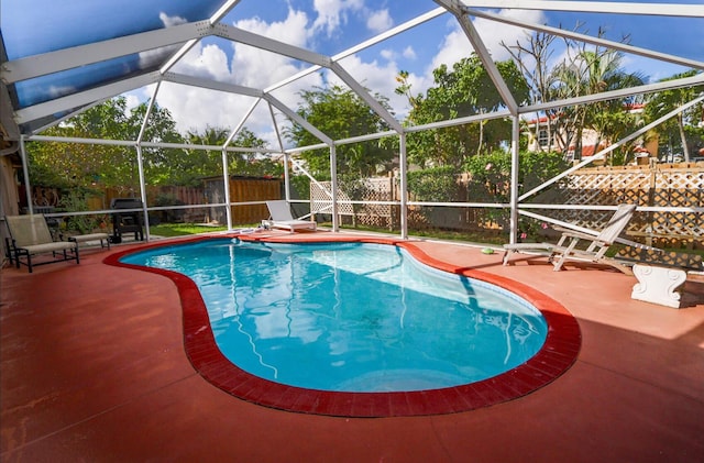 view of pool featuring a patio