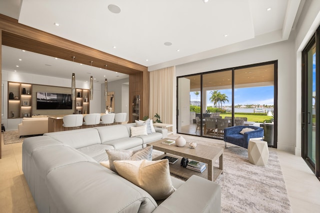 view of tiled living room