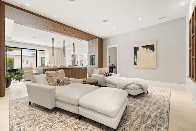 view of tiled living room