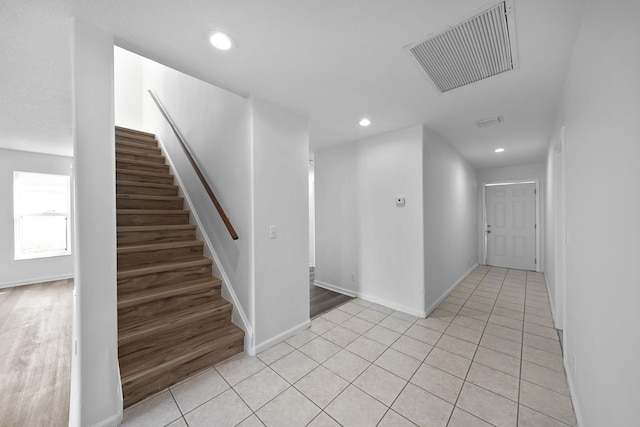 interior space featuring light tile patterned flooring