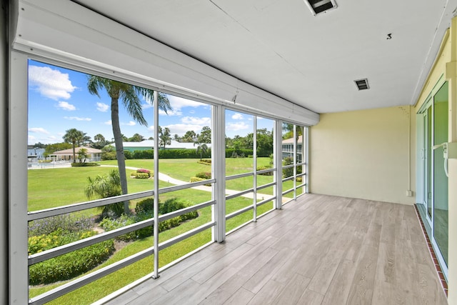 view of unfurnished sunroom