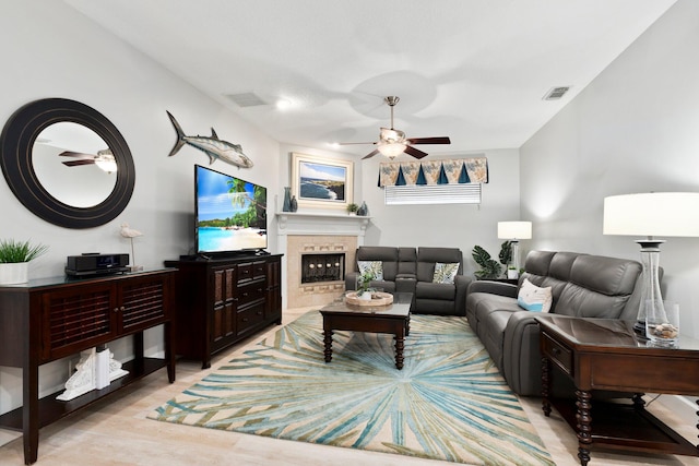 living room featuring light hardwood / wood-style flooring