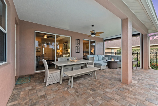 view of patio / terrace with outdoor lounge area and ceiling fan