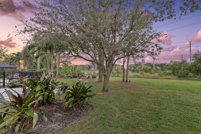 view of yard at dusk