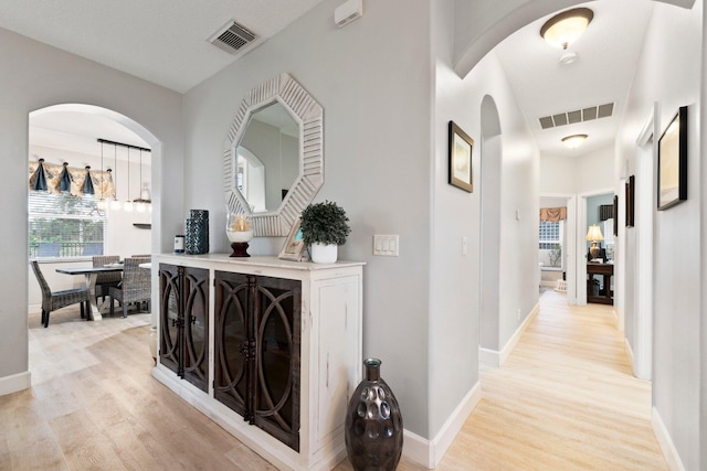 hall featuring light hardwood / wood-style flooring