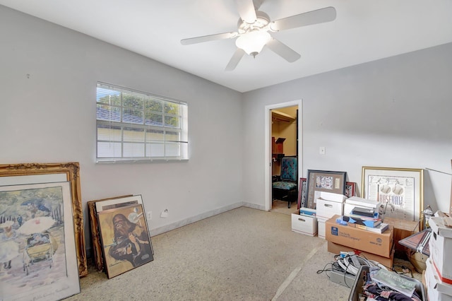 misc room featuring ceiling fan