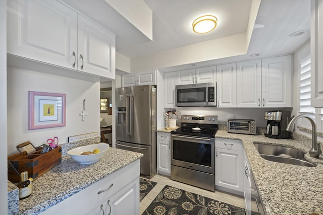 kitchen featuring white cabinetry, sink, and stainless steel appliances