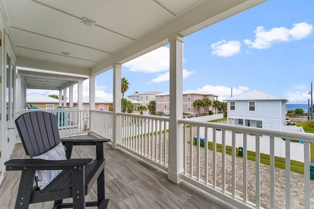 wooden terrace with covered porch