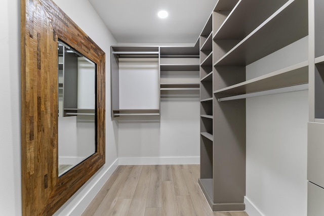 walk in closet featuring light hardwood / wood-style floors