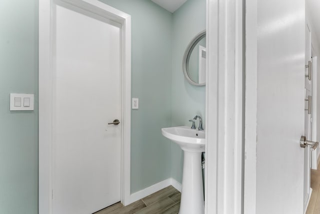 bathroom featuring wood-type flooring