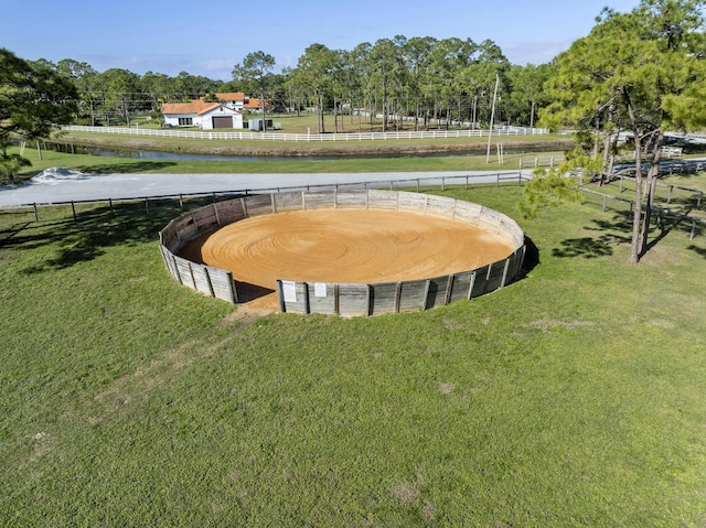 view of yard with a water view