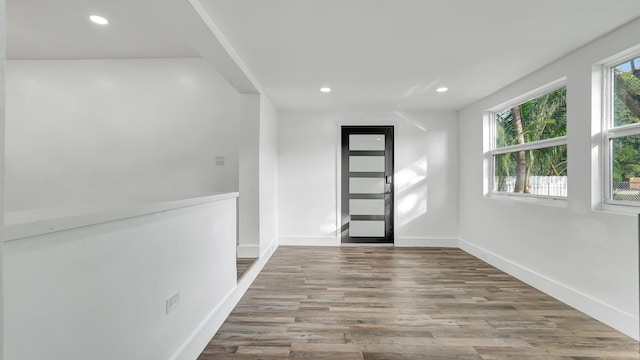 entrance foyer with a healthy amount of sunlight and wood-type flooring