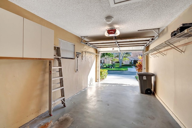 garage with a garage door opener