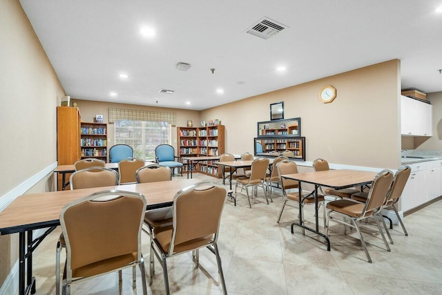 dining space with sink