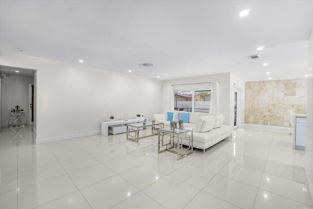 view of tiled living room