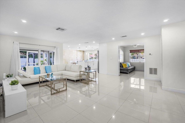 view of tiled living room