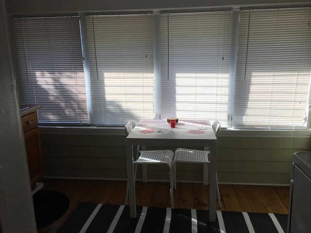 dining space featuring wood finished floors and a wealth of natural light