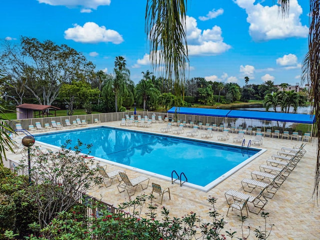 view of pool featuring a patio area