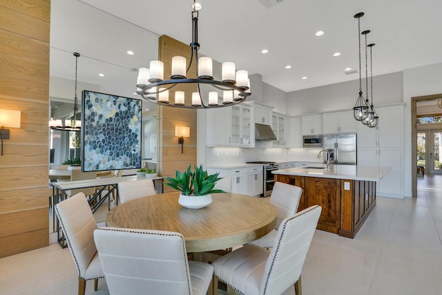 dining area featuring sink