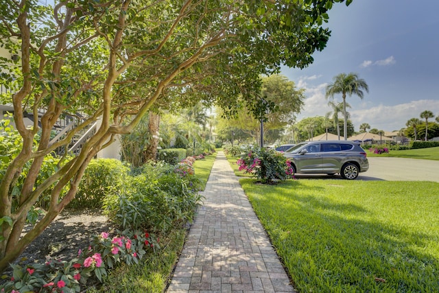 view of property's community featuring a yard