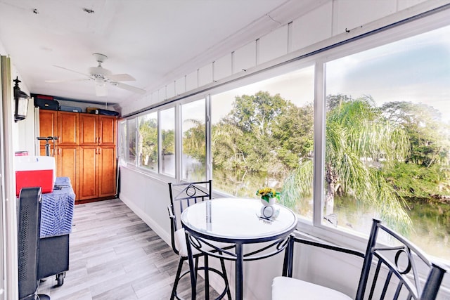 sunroom featuring a wealth of natural light and ceiling fan