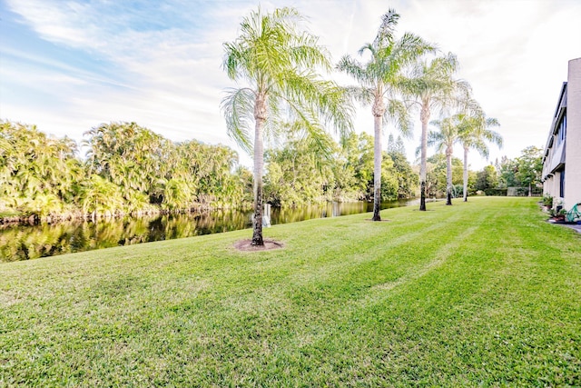 view of yard featuring a water view