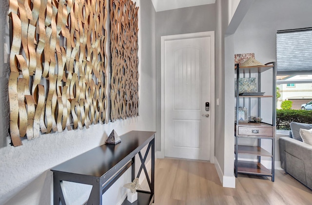 entryway with light wood-type flooring