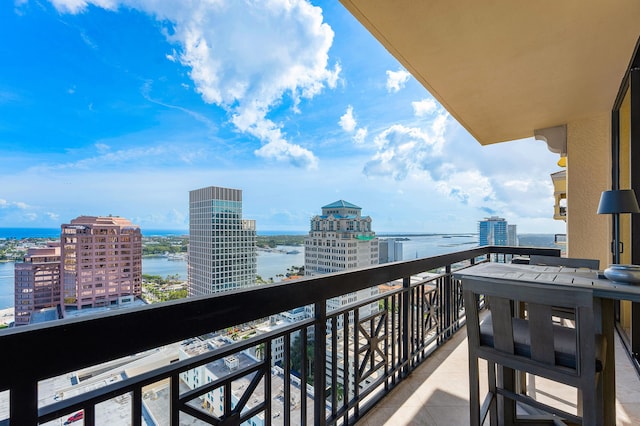 balcony with a water view