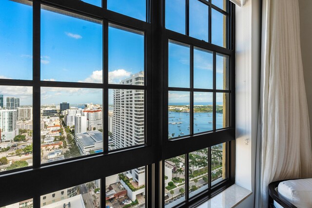 room details featuring a water view