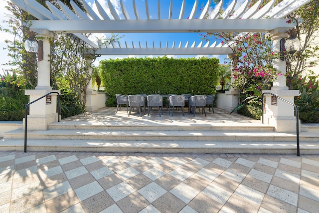 view of patio featuring a pergola