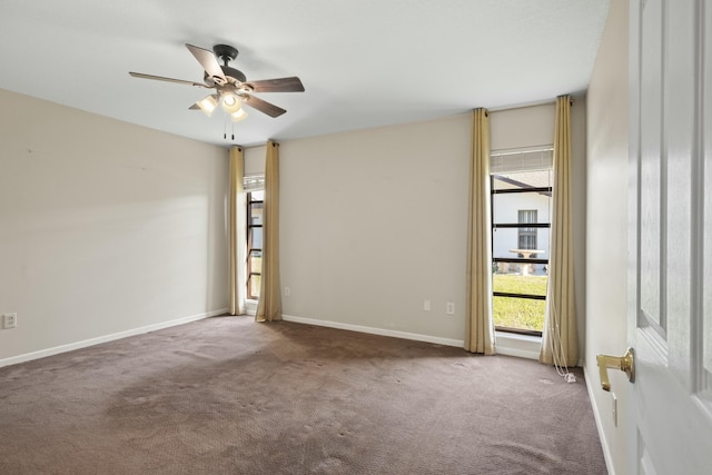 carpeted empty room with ceiling fan