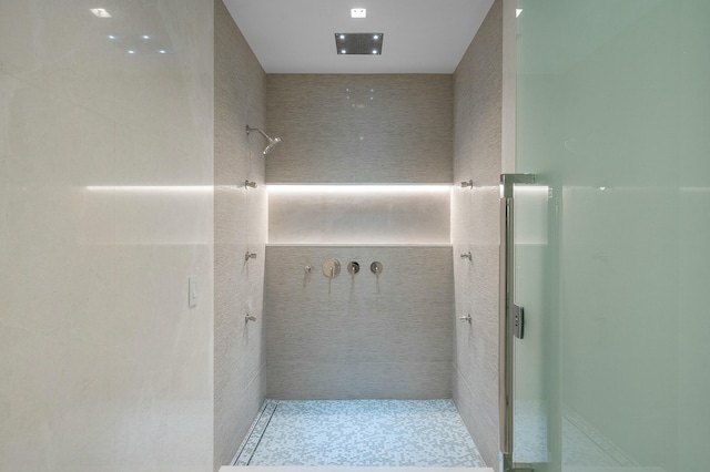 bathroom featuring a stall shower