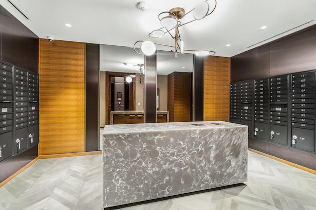 reception with mail area