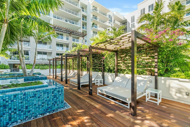 view of dock with a pergola