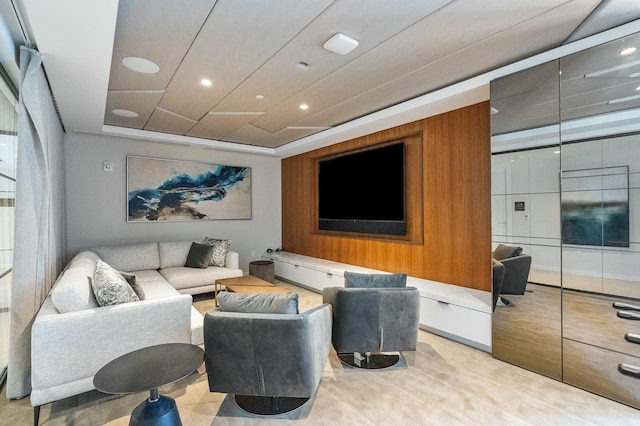 living area featuring recessed lighting