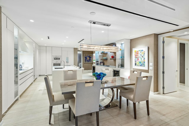 dining room with recessed lighting
