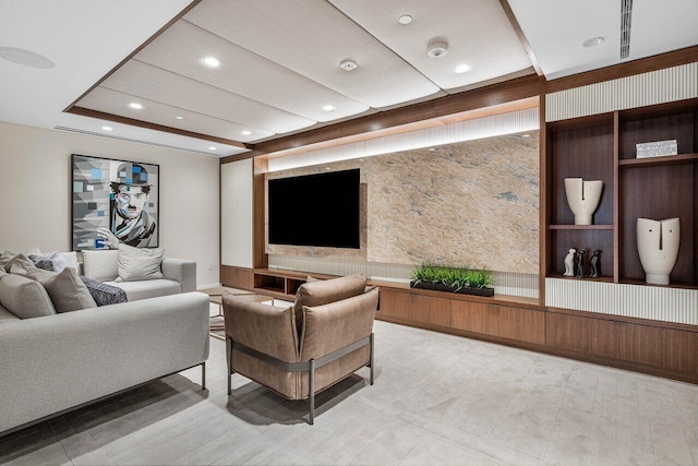 living area with recessed lighting