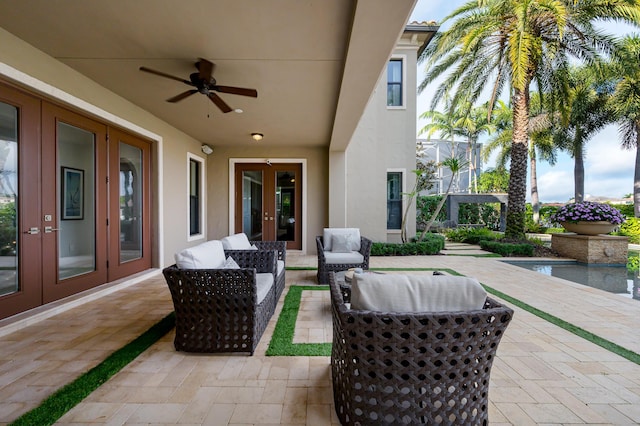 view of patio / terrace with a water view