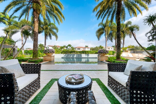 view of patio / terrace with a water view