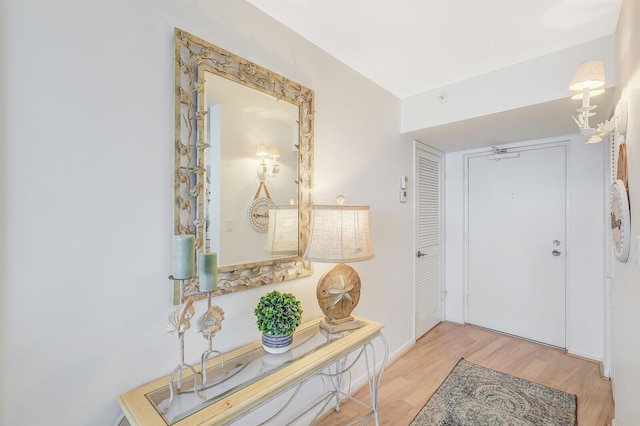 entrance foyer with light hardwood / wood-style floors