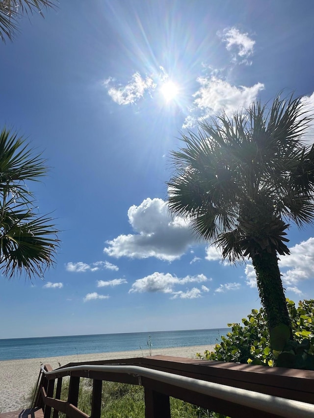 view of water feature featuring a view of the beach