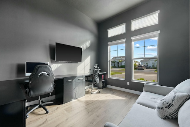 office area featuring light wood-type flooring