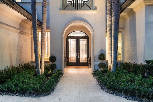 view of exterior entry with french doors