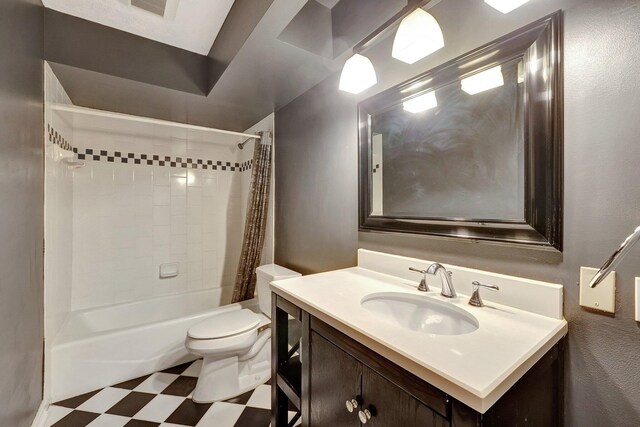 1643 SW Gregor Way, Stuart, FL 34997 - bathroom with tile patterned floors, vanity, and shower / bath combination with curtain